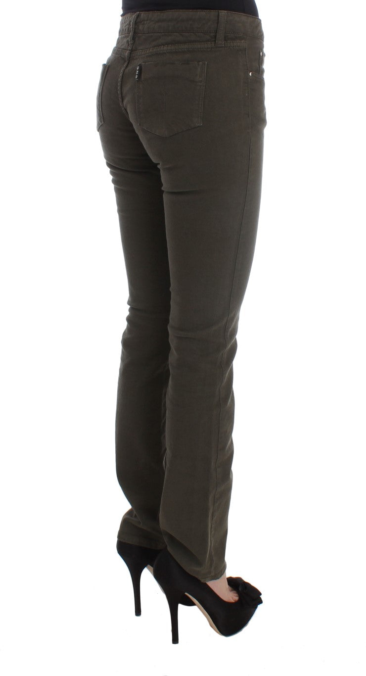 Costume National Chic Jean Slim Fit Vert en Coton