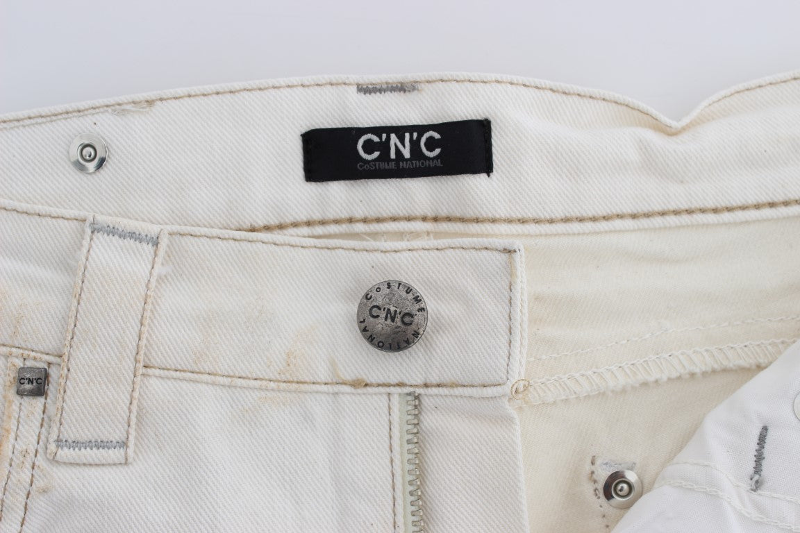 Costume National Chic White Slim Fit Designer Jeans