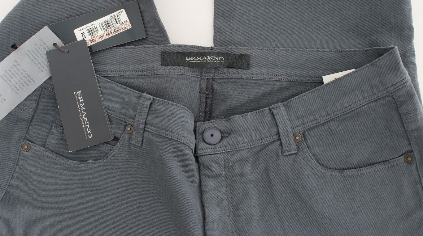 Ermanno Scervino Jean bootcut slim en coton mélangé bleu