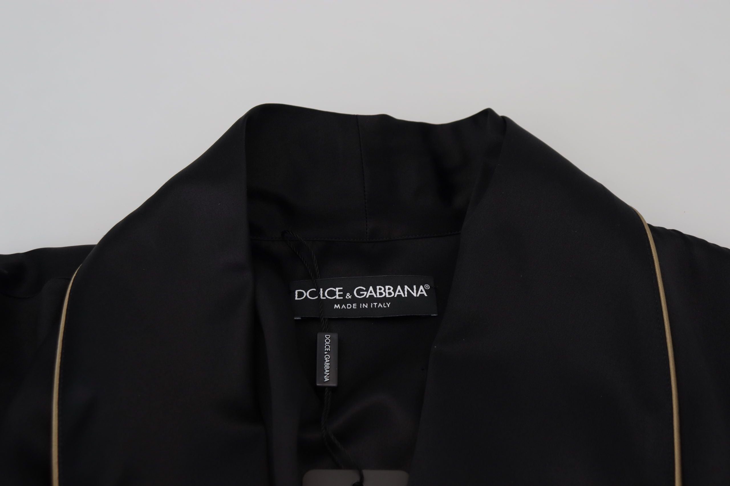 Dolce &amp; Gabbana Manteau long en soie noire élégant