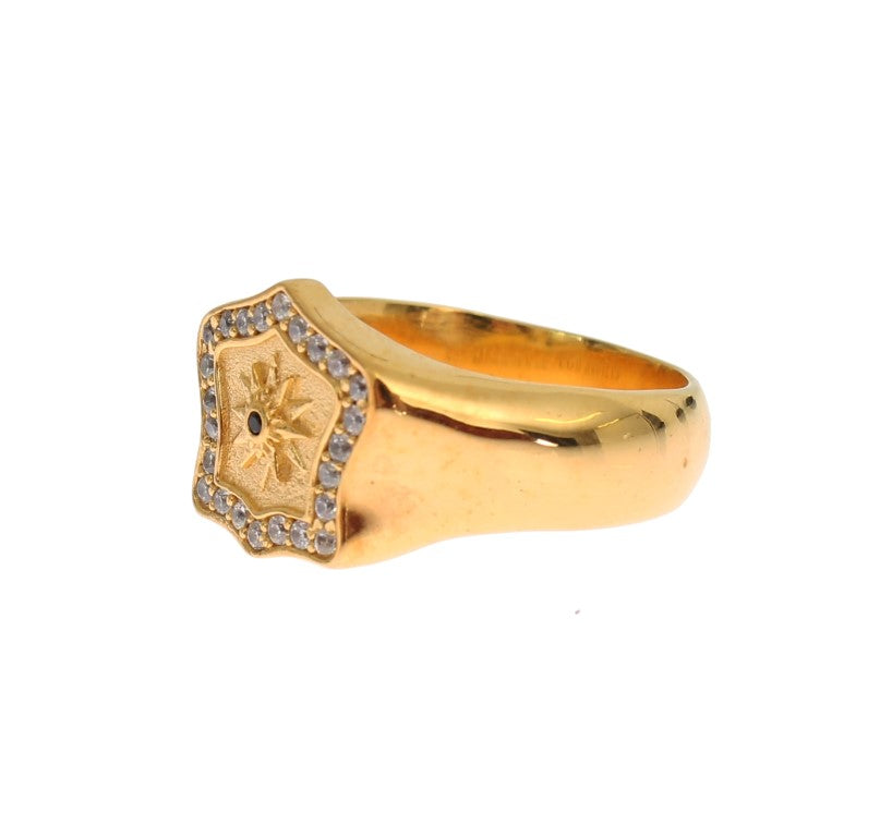 Nialaya Bague élégante en argent plaqué or pour homme