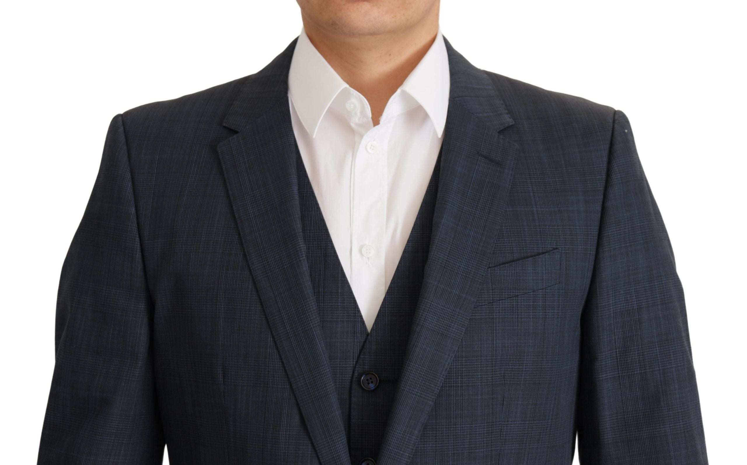 Dolce & Gabbana Elegant Dark Blue Cotton Three Piece Martini Suit