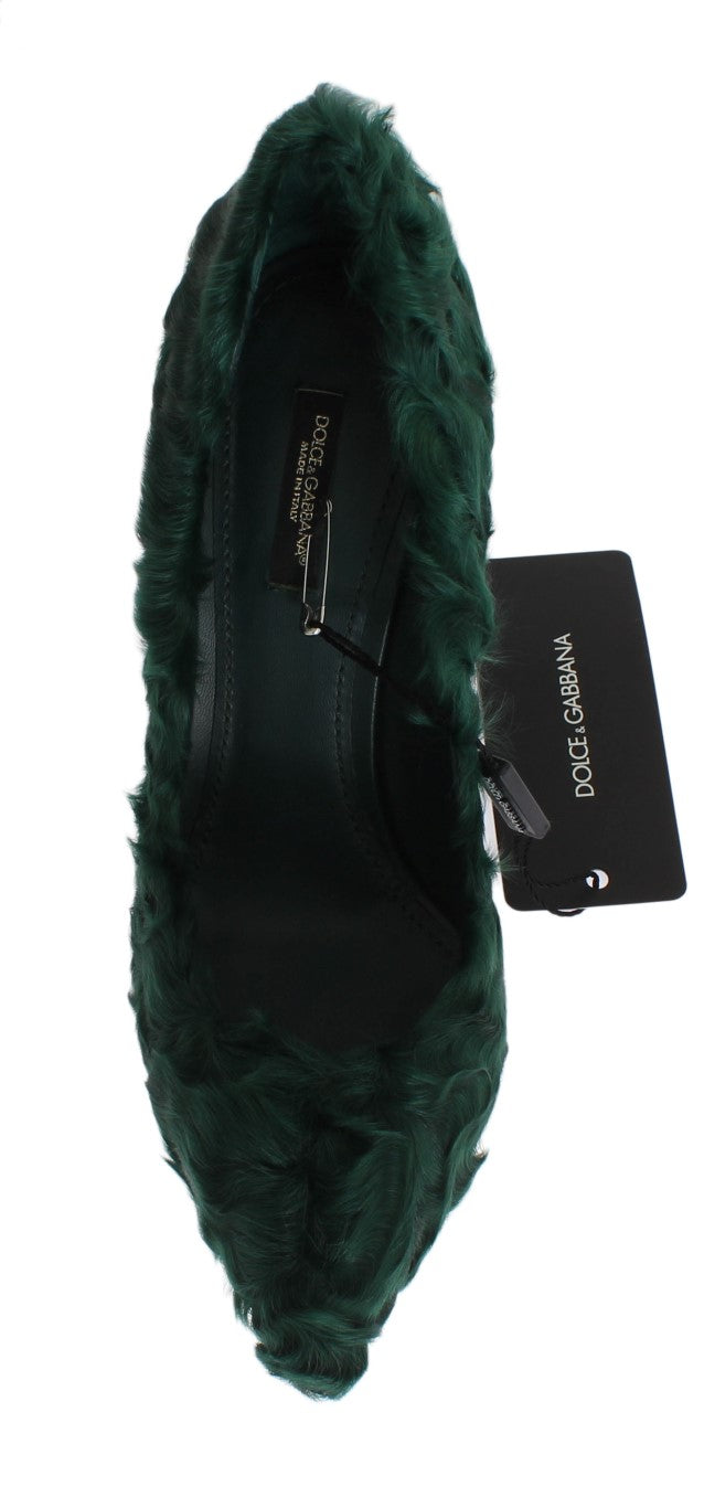 Dolce &amp; Gabbana Escarpins élégants en cuir de fourrure Xiangao vert