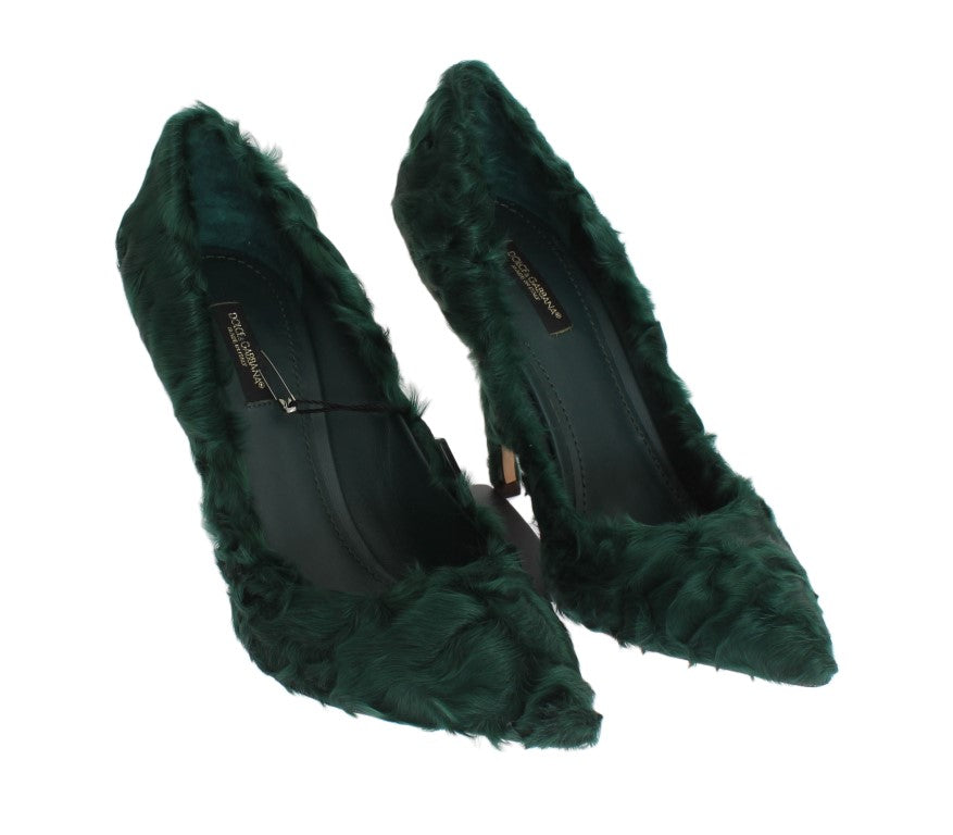 Dolce &amp; Gabbana Escarpins élégants en cuir de fourrure Xiangao vert