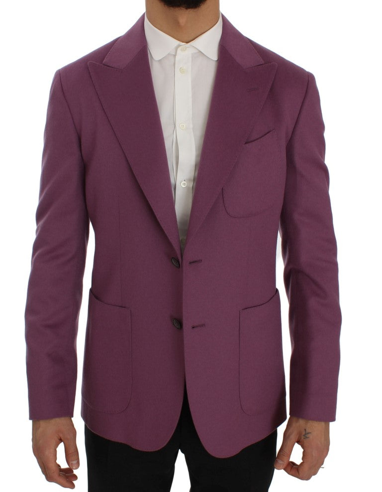 Dolce &amp; Gabbana Blazer violet élégant en mélange de cachemire et de soie