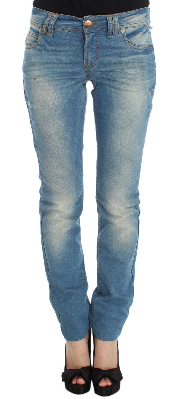 John Galliano Jean slim bleu élégant de créateur