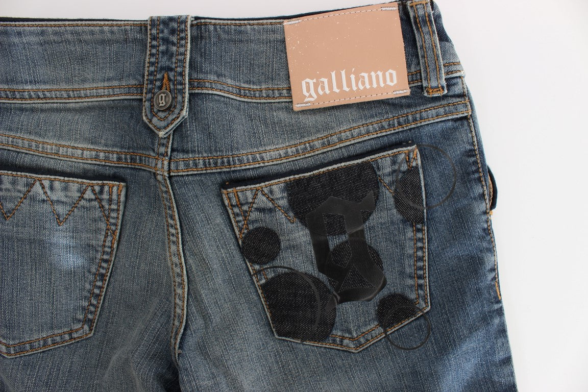 John Galliano - Jean bootcut coupe slim chic en délavage bleu