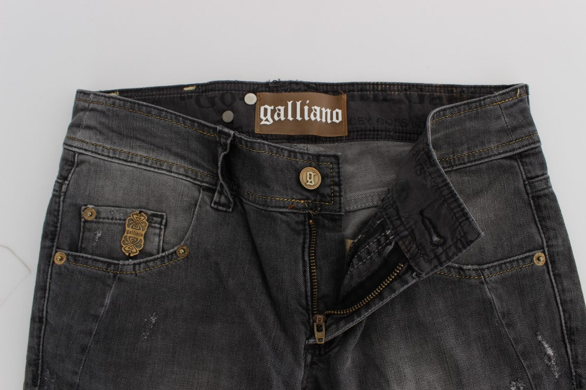 John Galliano Jean slim élégant délavé gris