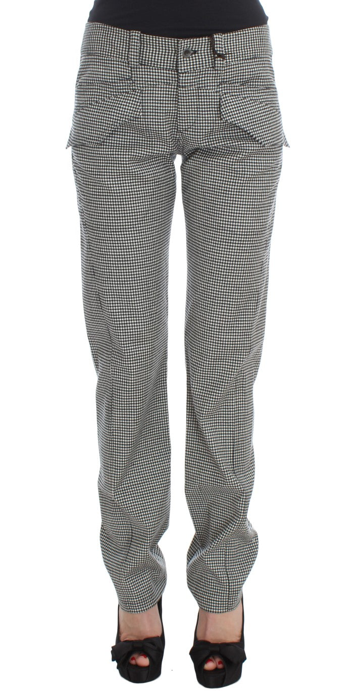 Ermanno Scervino Pantalon chic à carreaux noir et blanc coupe classique