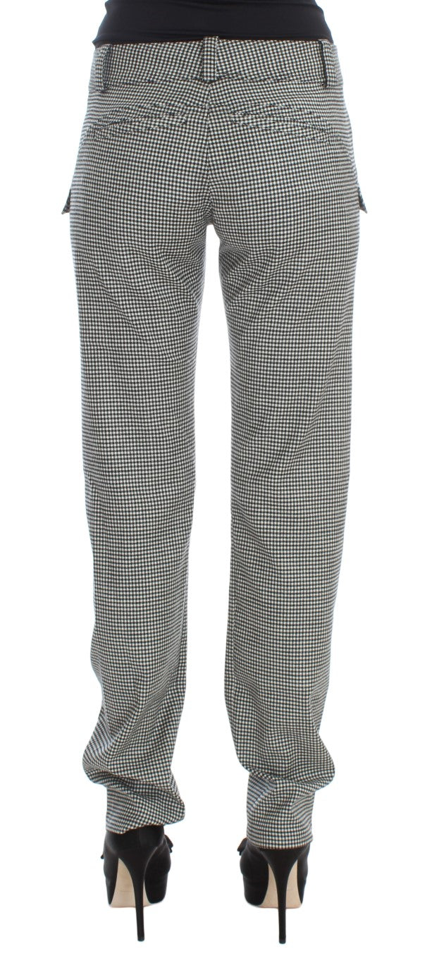 Ermanno Scervino Pantalon chic à carreaux noir et blanc coupe classique