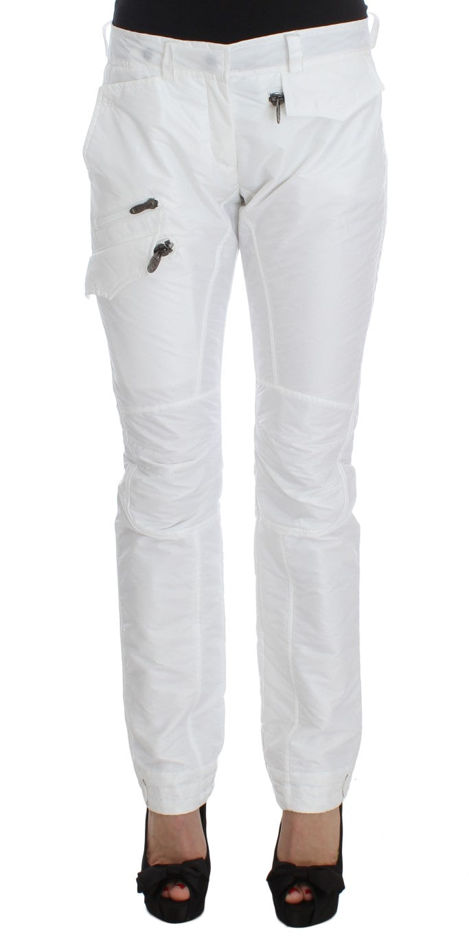 Ermanno Scervino Pantalon cargo chic en nylon blanc par un designer italien