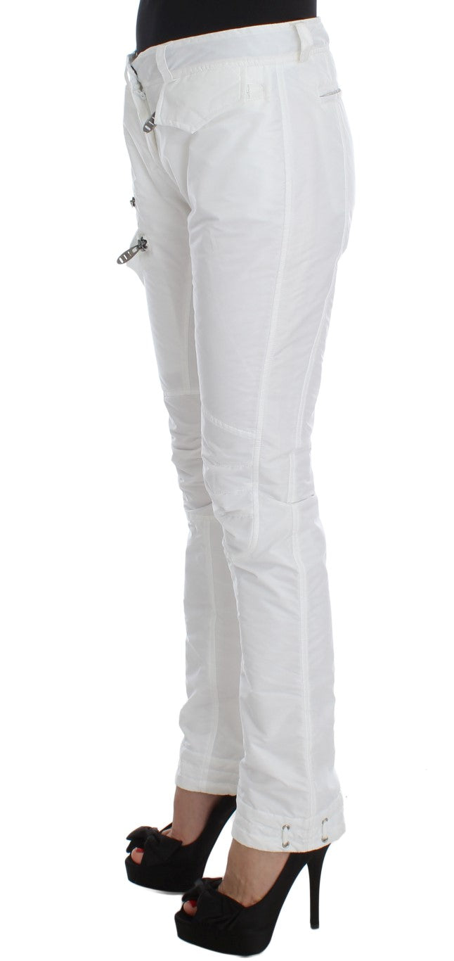 Ermanno Scervino Pantalon cargo chic en nylon blanc par un designer italien