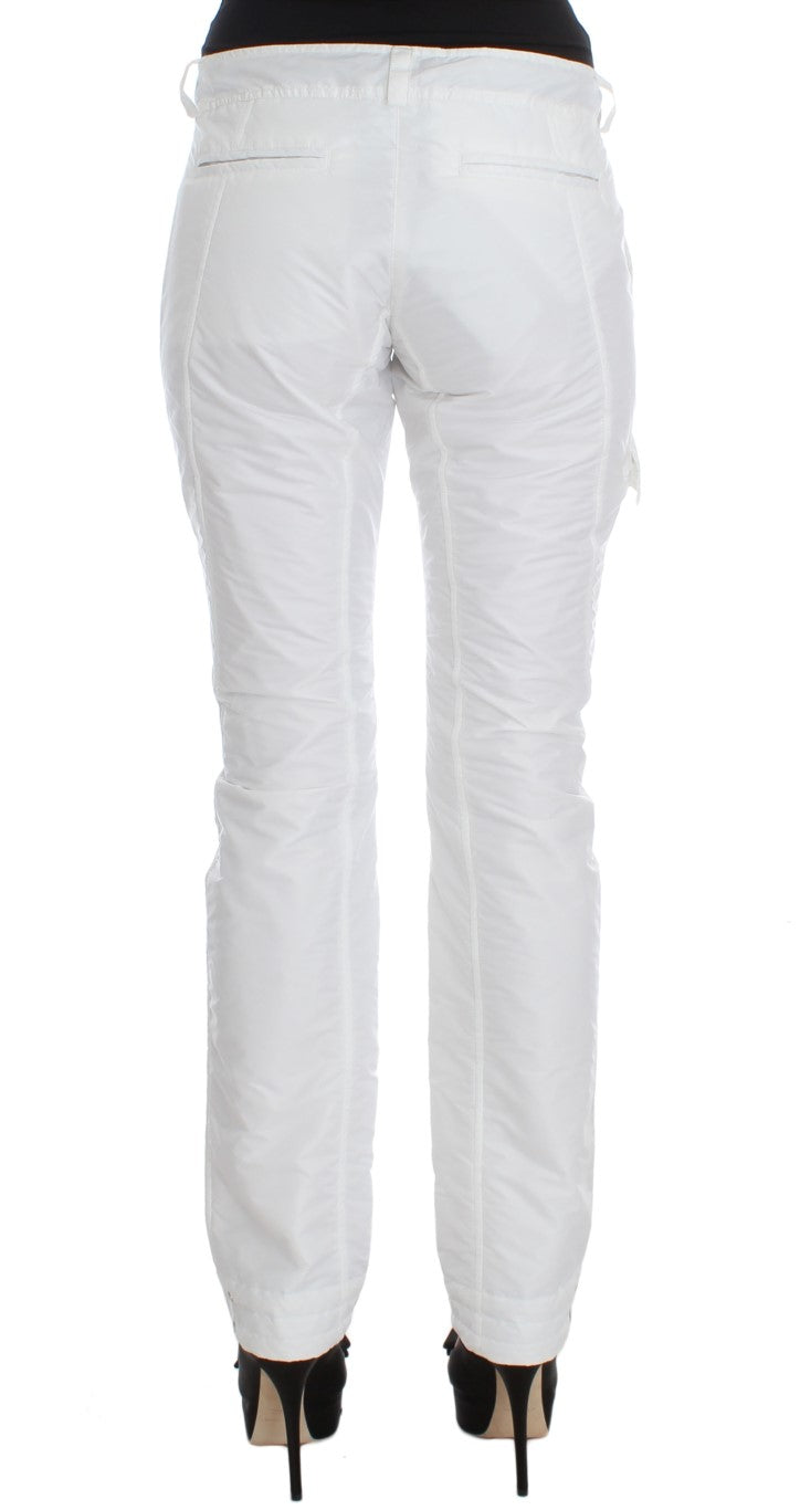 Ermanno Scervino Pantalon cargo chic en nylon blanc par un designer italien