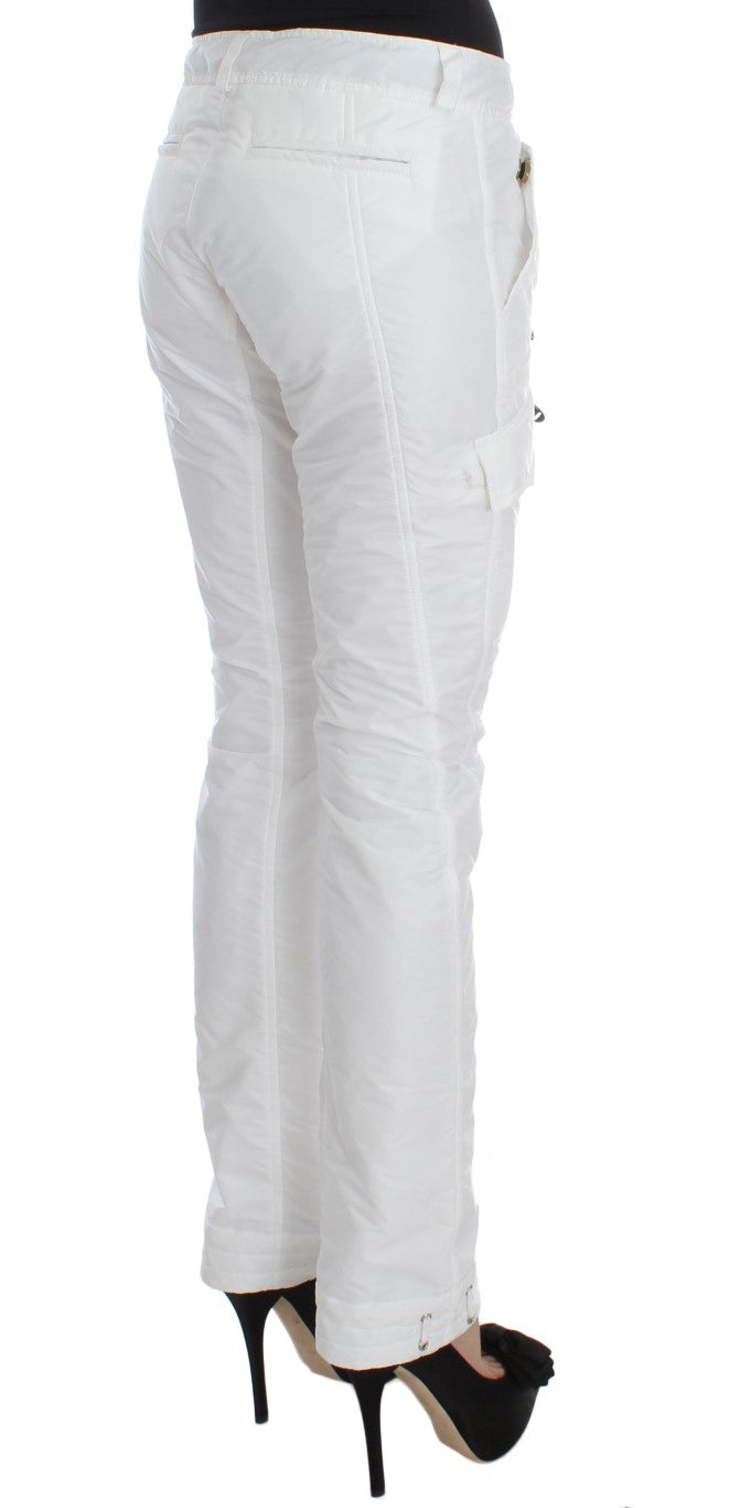 Ermanno Scervino Pantalon cargo chic en nylon blanc par un designer italien