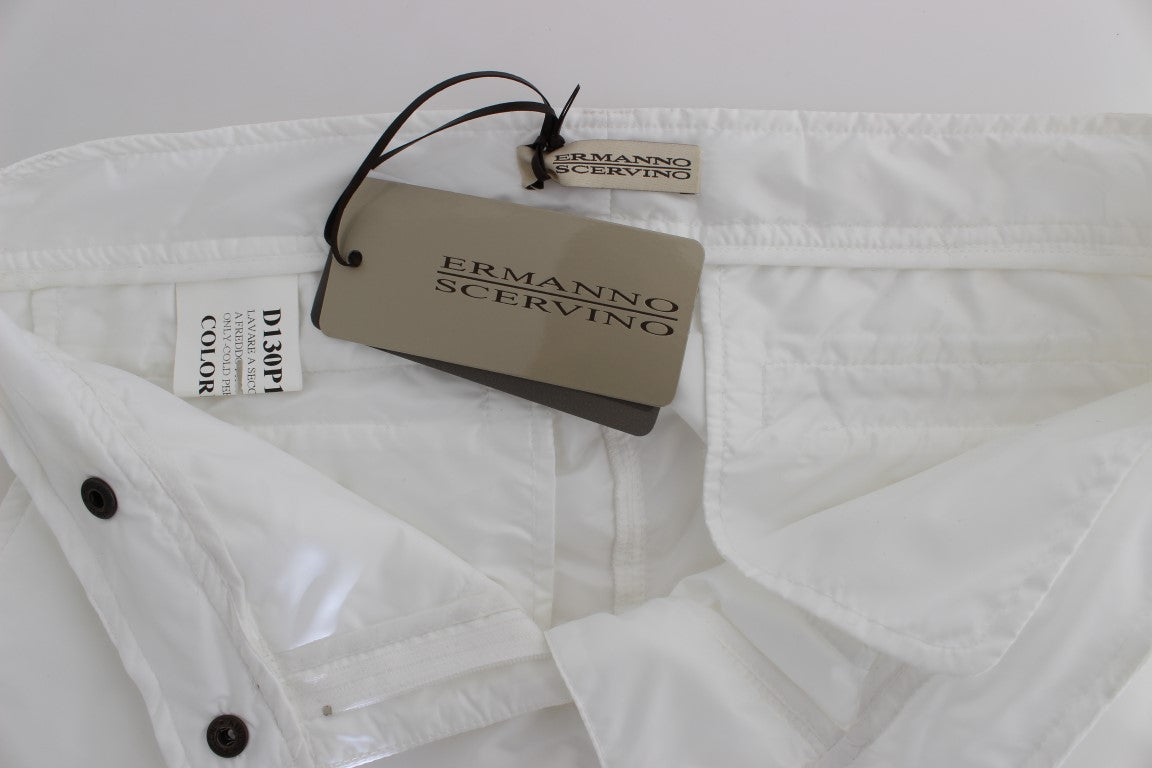 Ermanno Scervino Pantalon cargo chic en nylon blanc par un designer italien