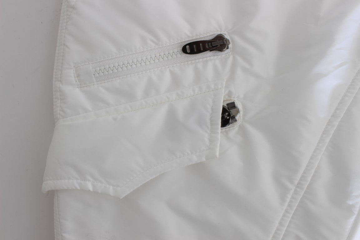 Ermanno Scervino Pantalon cargo chic en nylon blanc par un designer italien