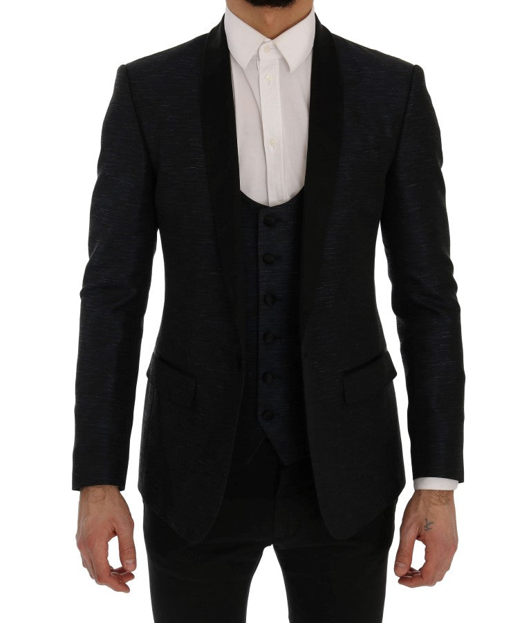 Dolce &amp; Gabbana Ensemble de costume slim bleu et noir élégant