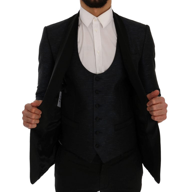 Dolce &amp; Gabbana Ensemble de costume slim bleu et noir élégant