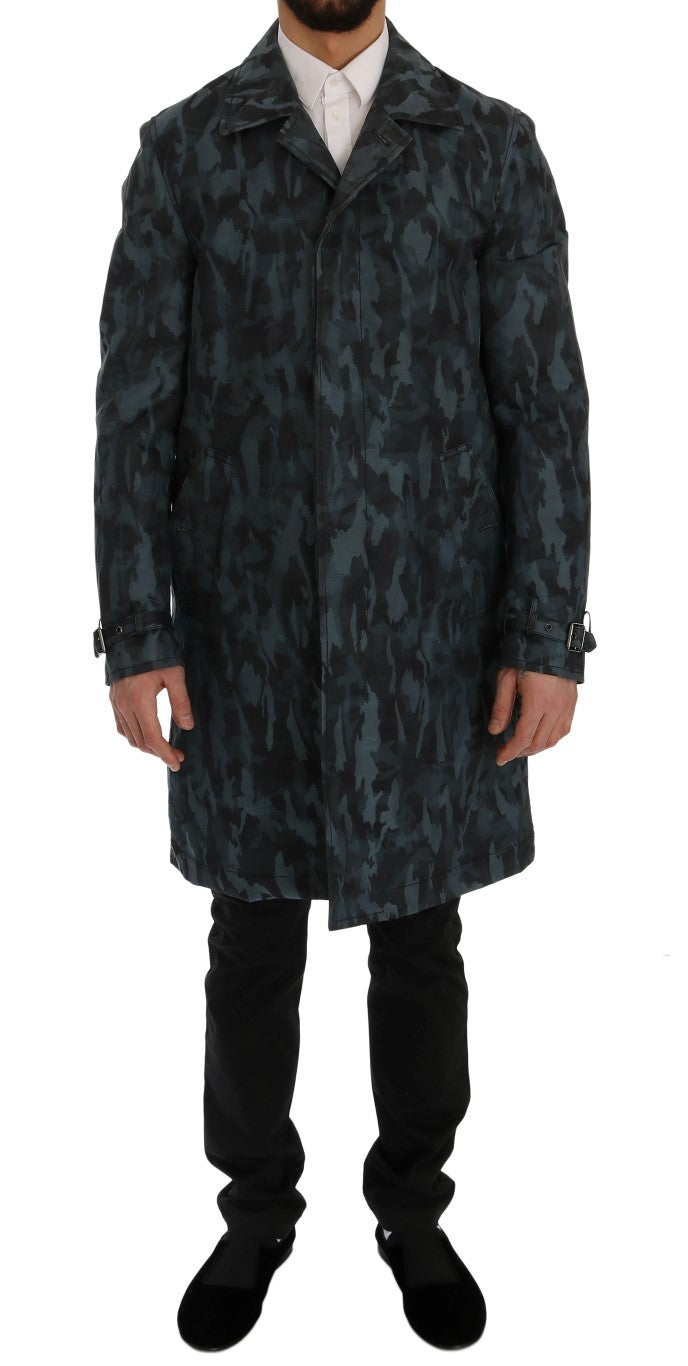 Dolce &amp; Gabbana Trench-coat camouflage bleu élégance