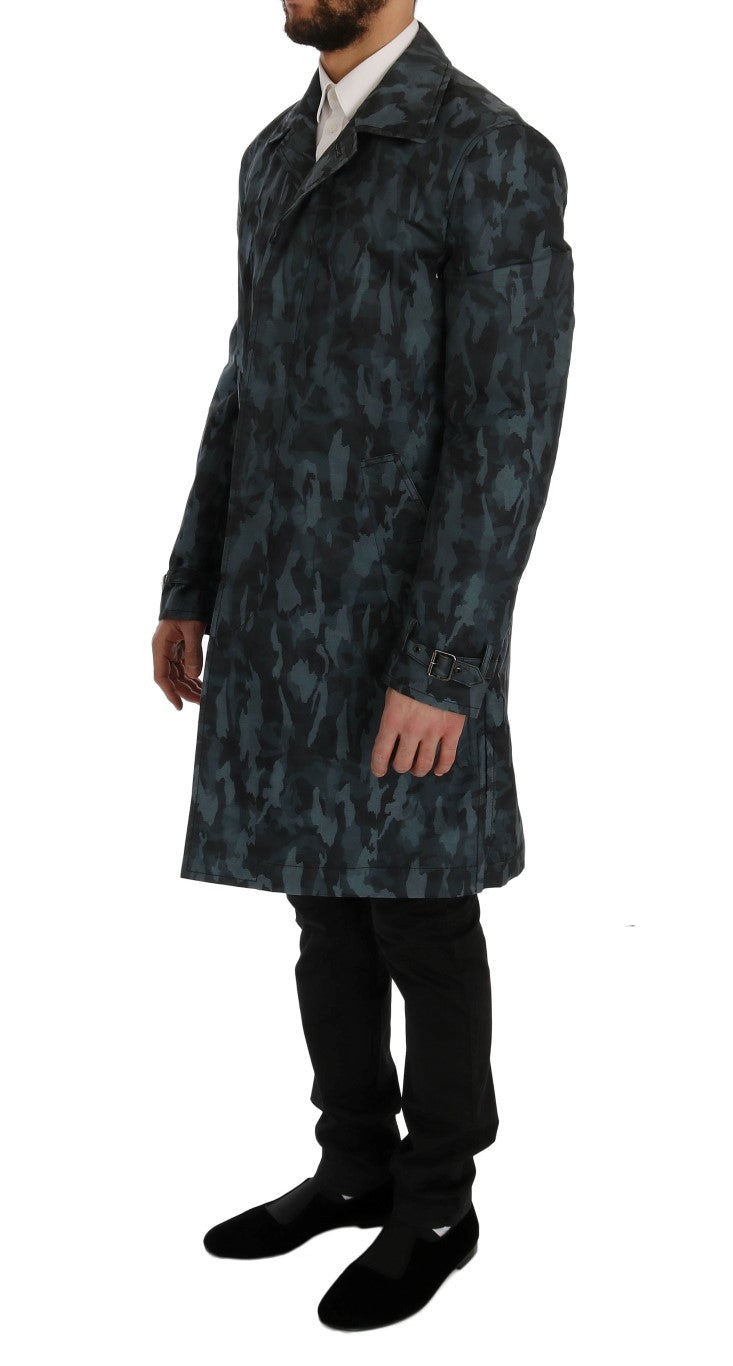 Dolce &amp; Gabbana Trench-coat camouflage bleu élégance