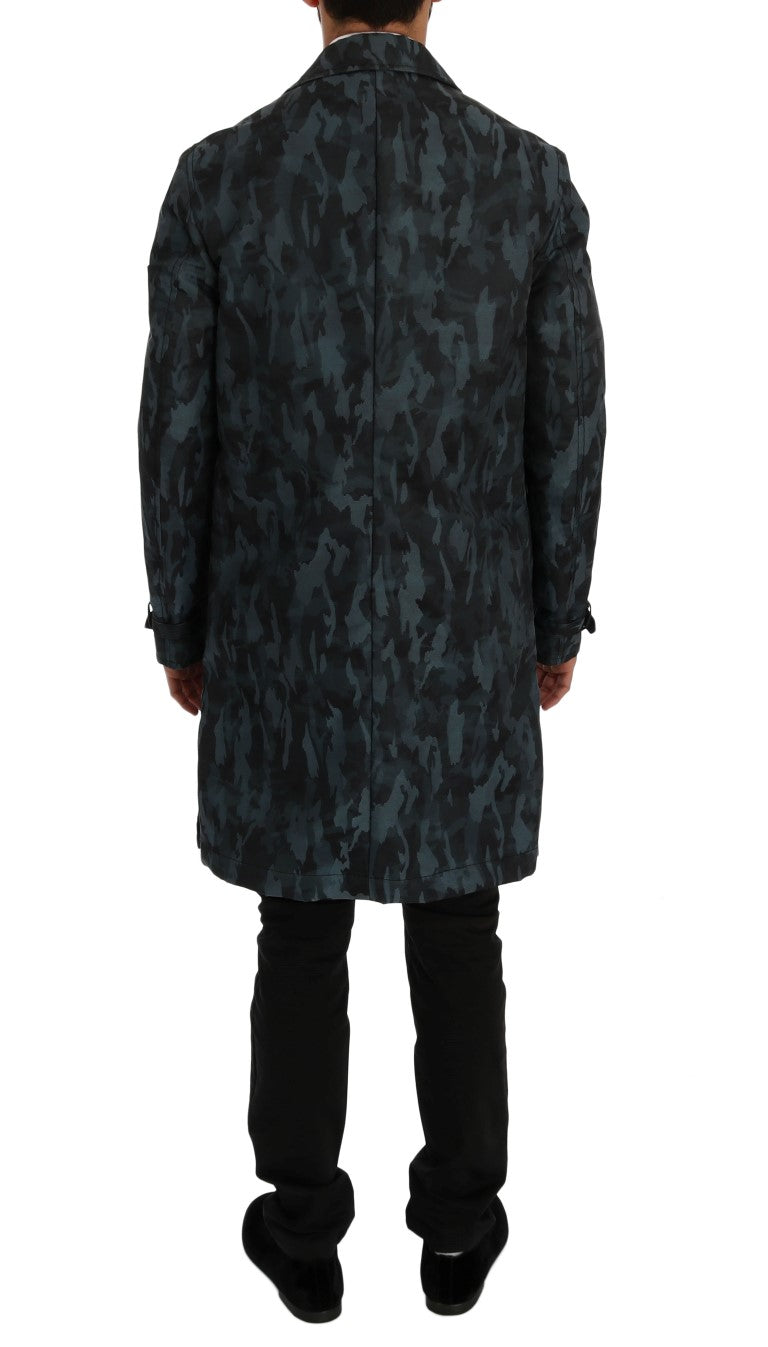 Dolce &amp; Gabbana Trench-coat camouflage bleu élégance