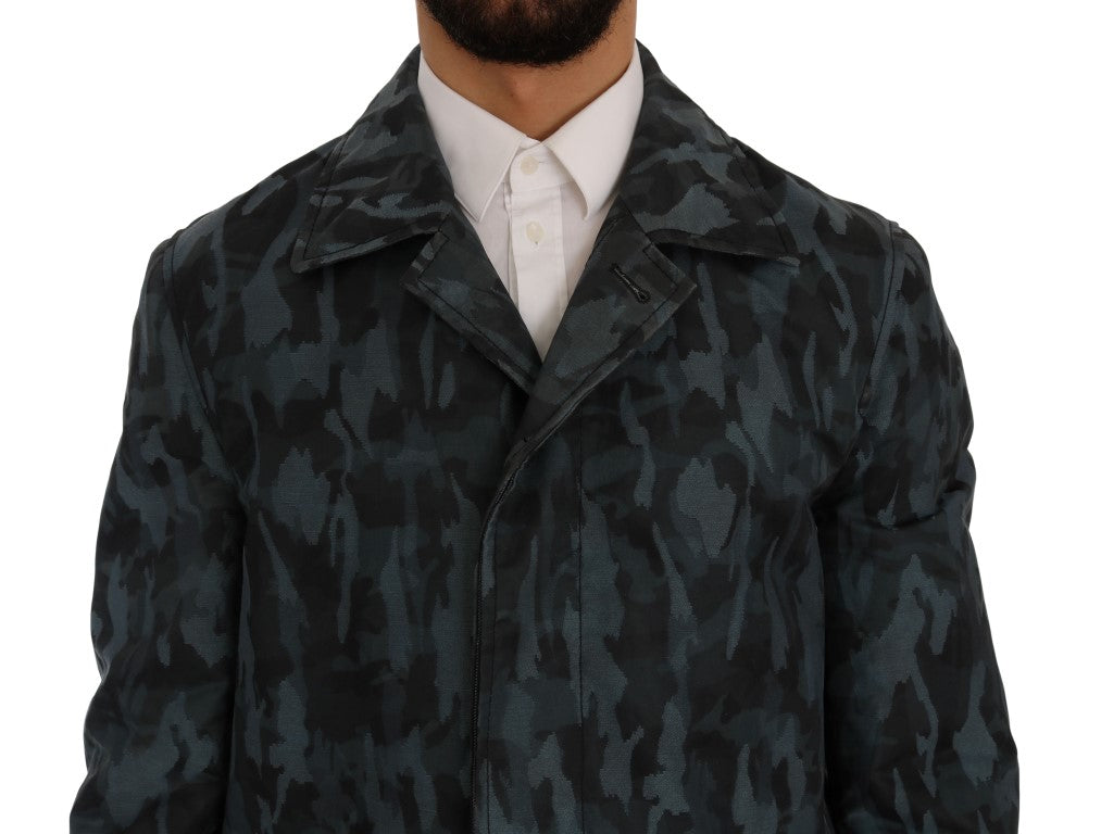 Dolce &amp; Gabbana Trench-coat camouflage bleu élégance