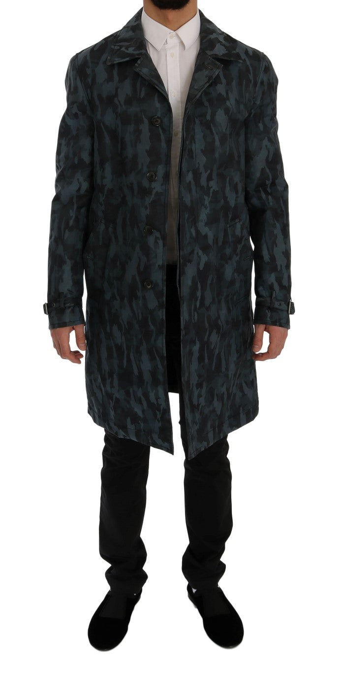 Dolce &amp; Gabbana Trench-coat camouflage bleu élégance