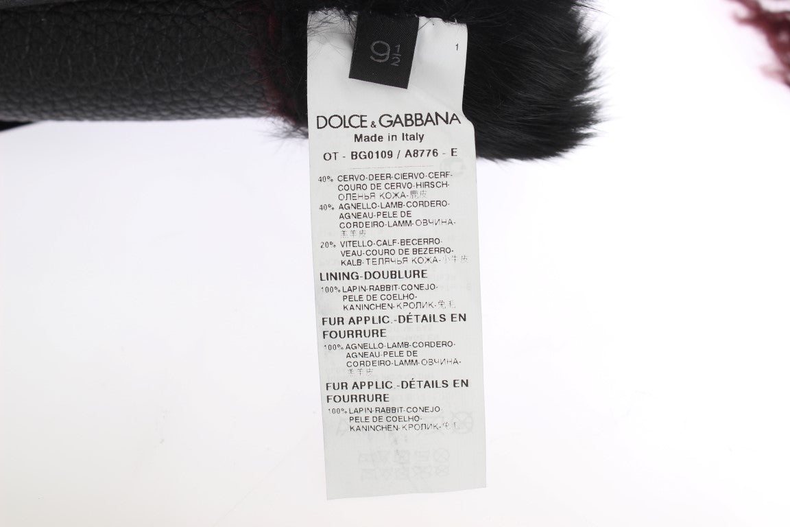 Dolce &amp; Gabbana Gants élégants en cuir noir et bordeaux