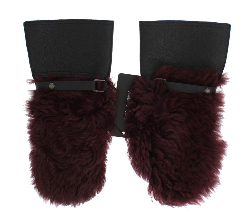 Dolce &amp; Gabbana Gants élégants en cuir noir et bordeaux