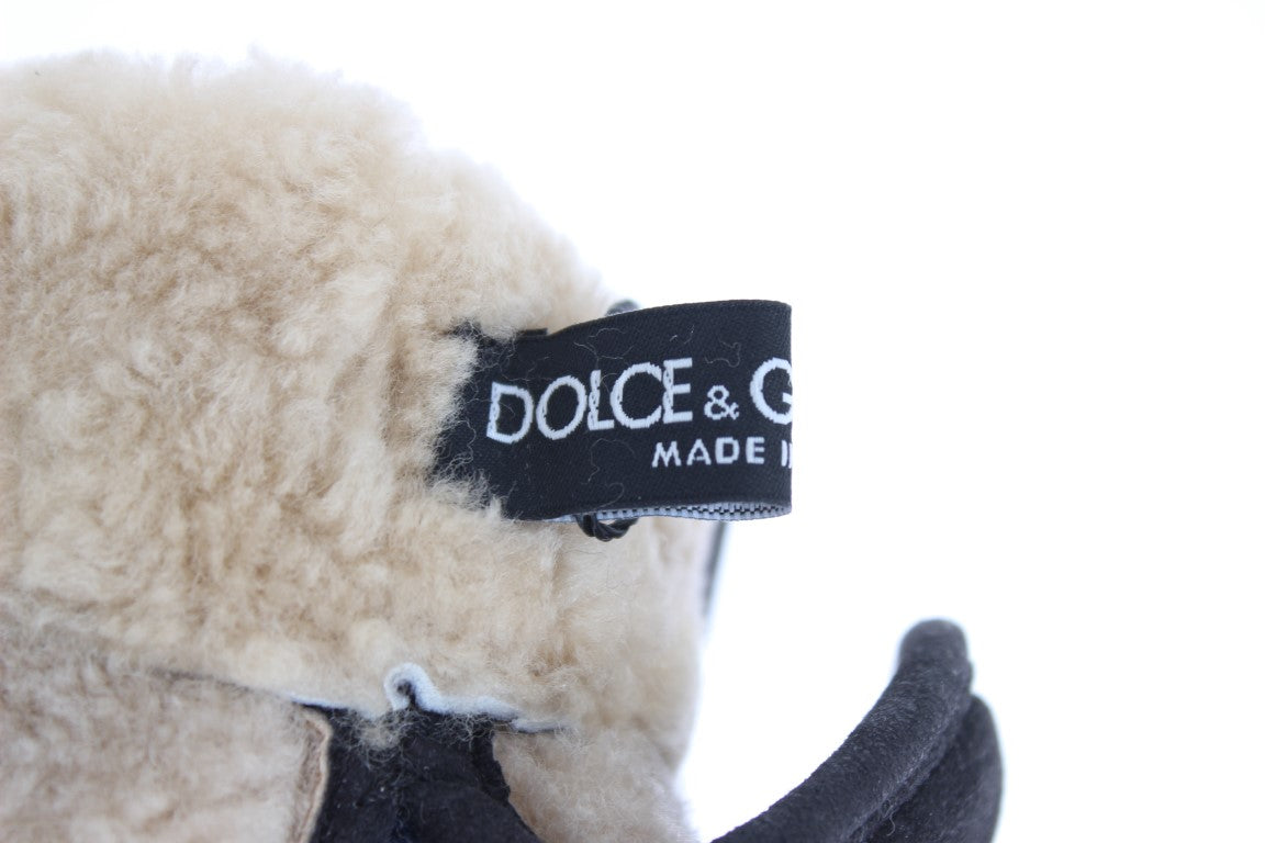 Dolce &amp; Gabbana Chic Gants en laine et peau de mouton gris avec détails cloutés