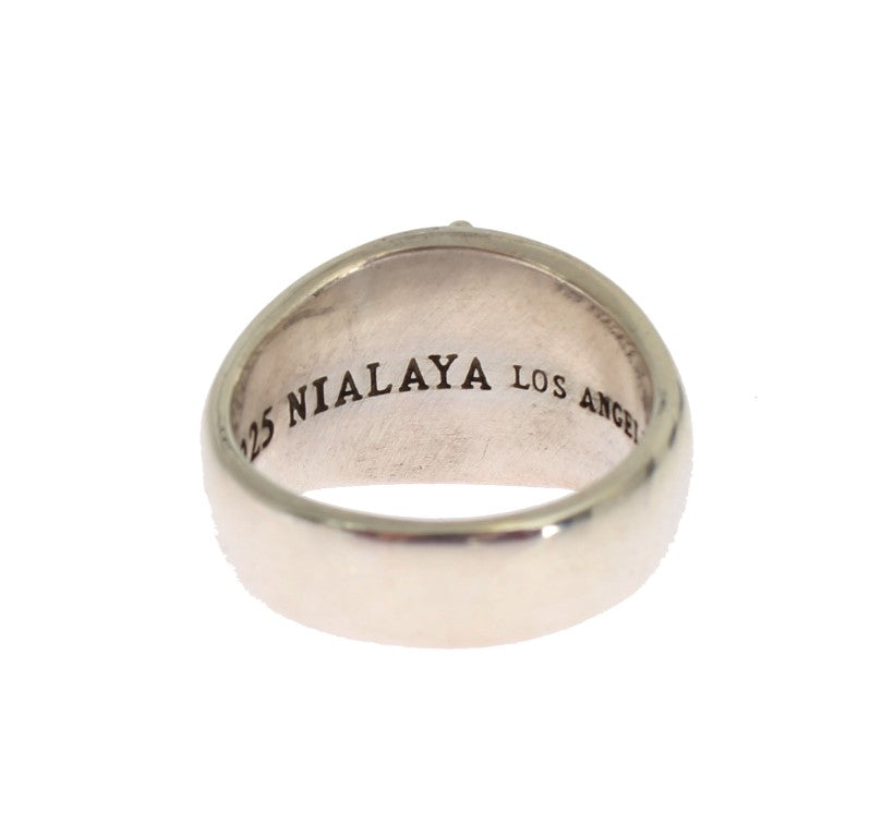 Nialaya Bague de déclaration en argent exquise pour hommes