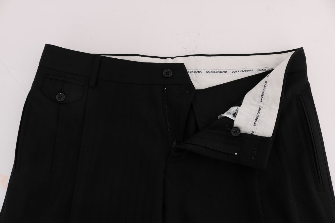 Dolce &amp; Gabbana Pantalon habillé élégant à rayures noires, coupe droite