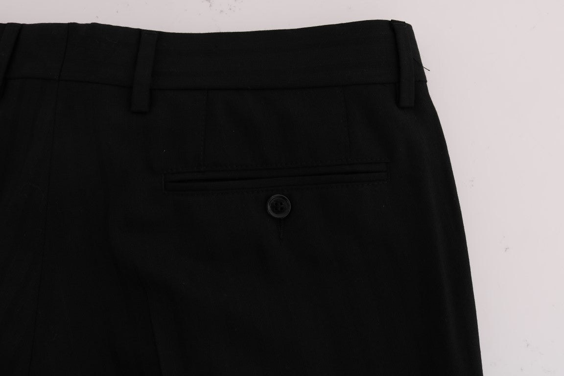 Dolce &amp; Gabbana Pantalon habillé élégant à rayures noires, coupe droite