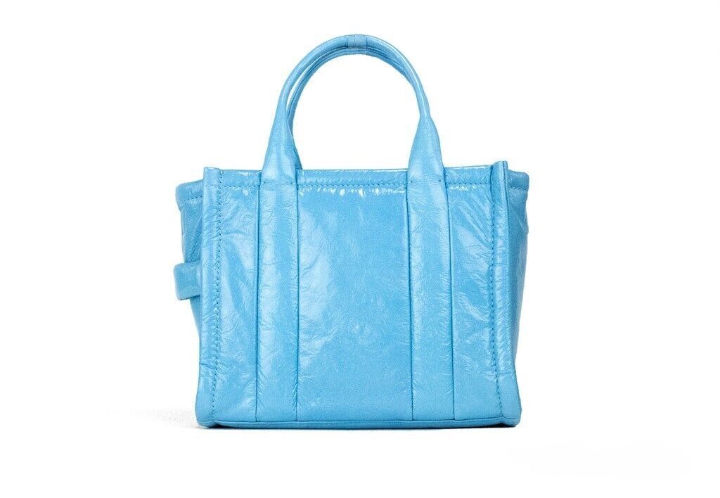 Marc Jacobs The Shiny Crinkle Mini Tote Air Bleu Sac à main à bandoulière en cuir