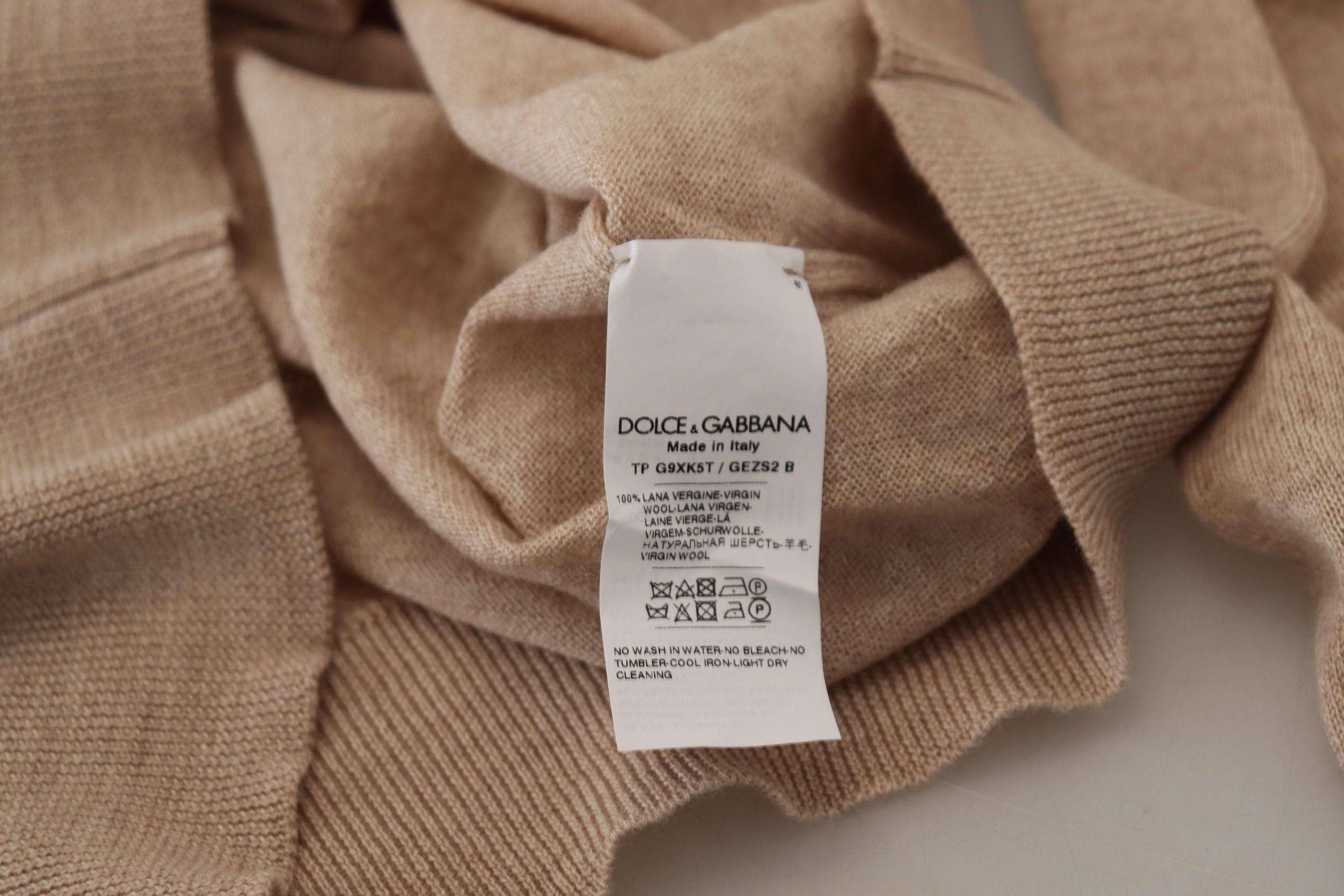 Dolce &amp; Gabbana Pull en laine beige à col rond élégant