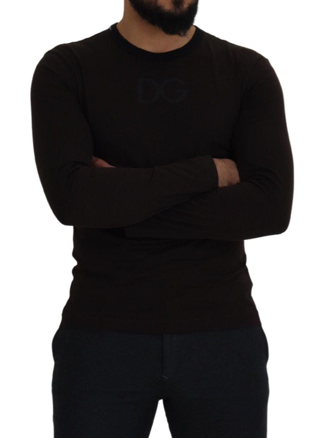 Dolce & Gabbana Elegant Brown Crewneck Cotton Sweater