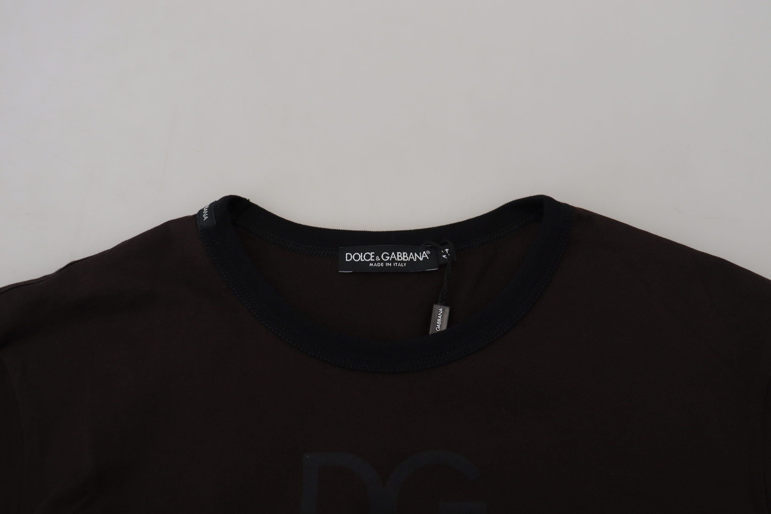 Dolce &amp; Gabbana Pull en coton à col rond marron élégant