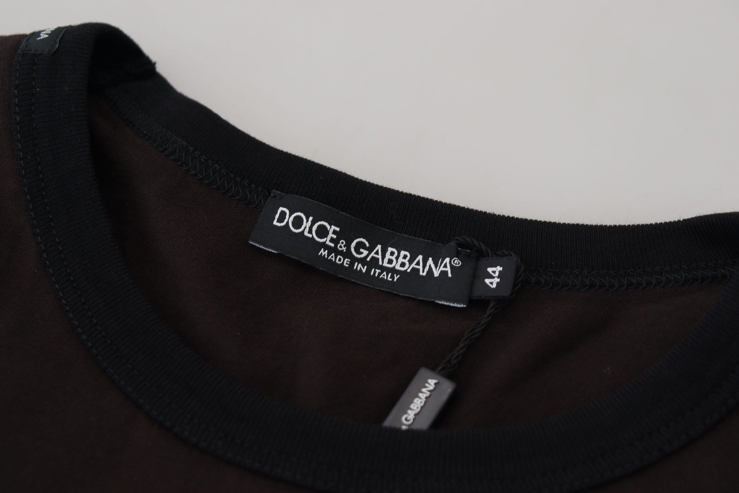 Dolce &amp; Gabbana Pull en coton à col rond marron élégant