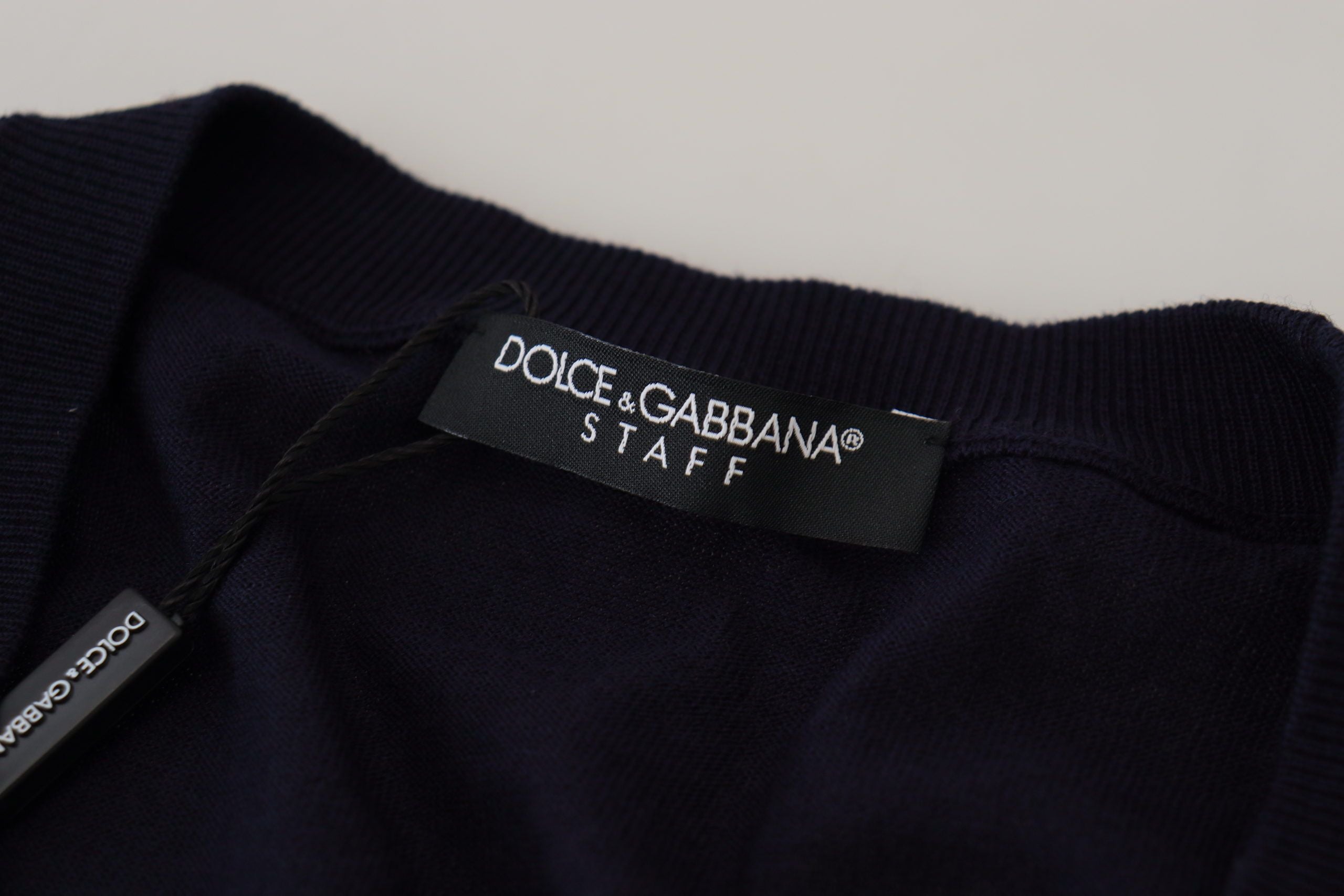 Dolce &amp; Gabbana Pull cardigan élégant en laine vierge en bleu