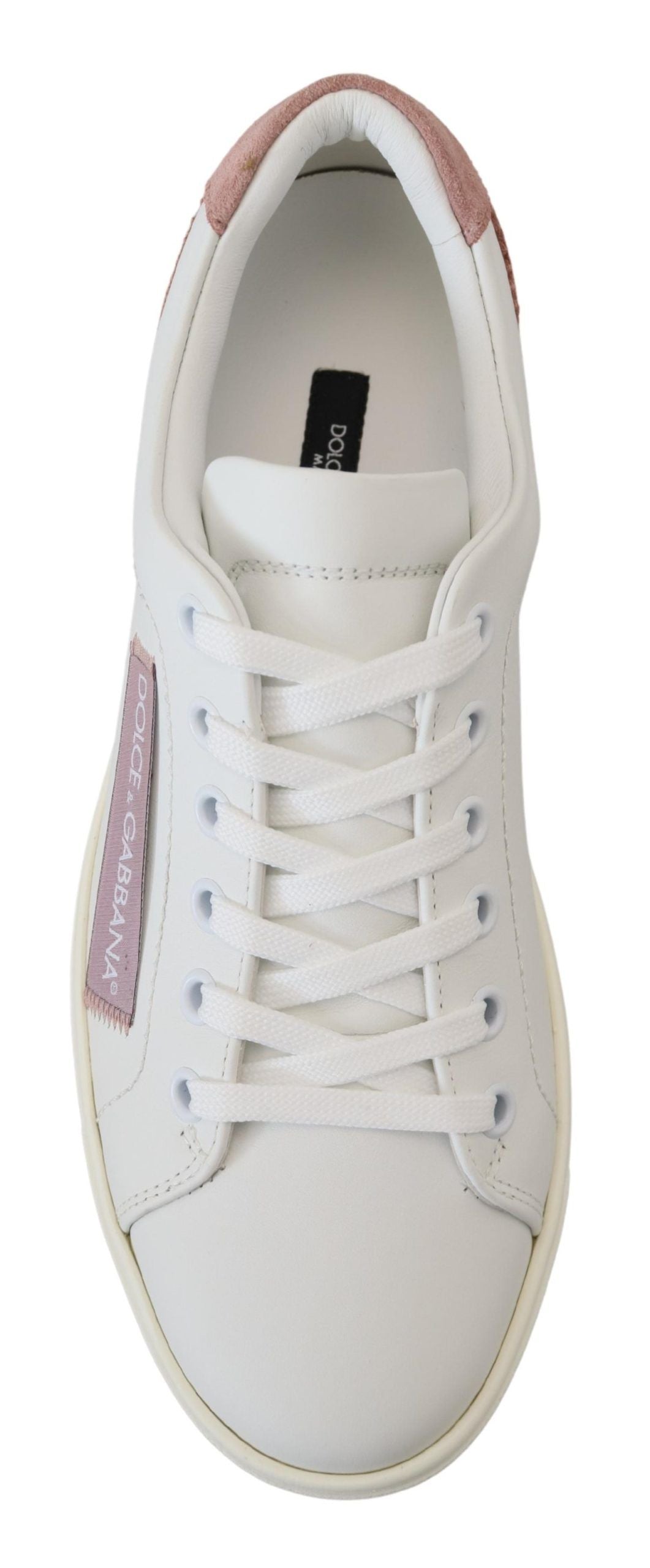 Dolce &amp; Gabbana Chic Baskets basses en cuir blanc rose