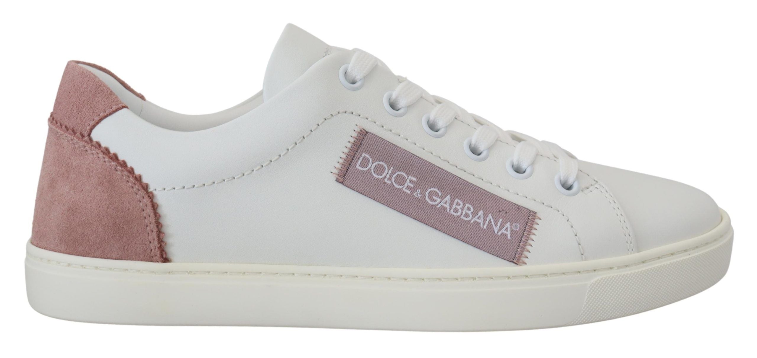 Dolce &amp; Gabbana Chic Baskets basses en cuir blanc rose