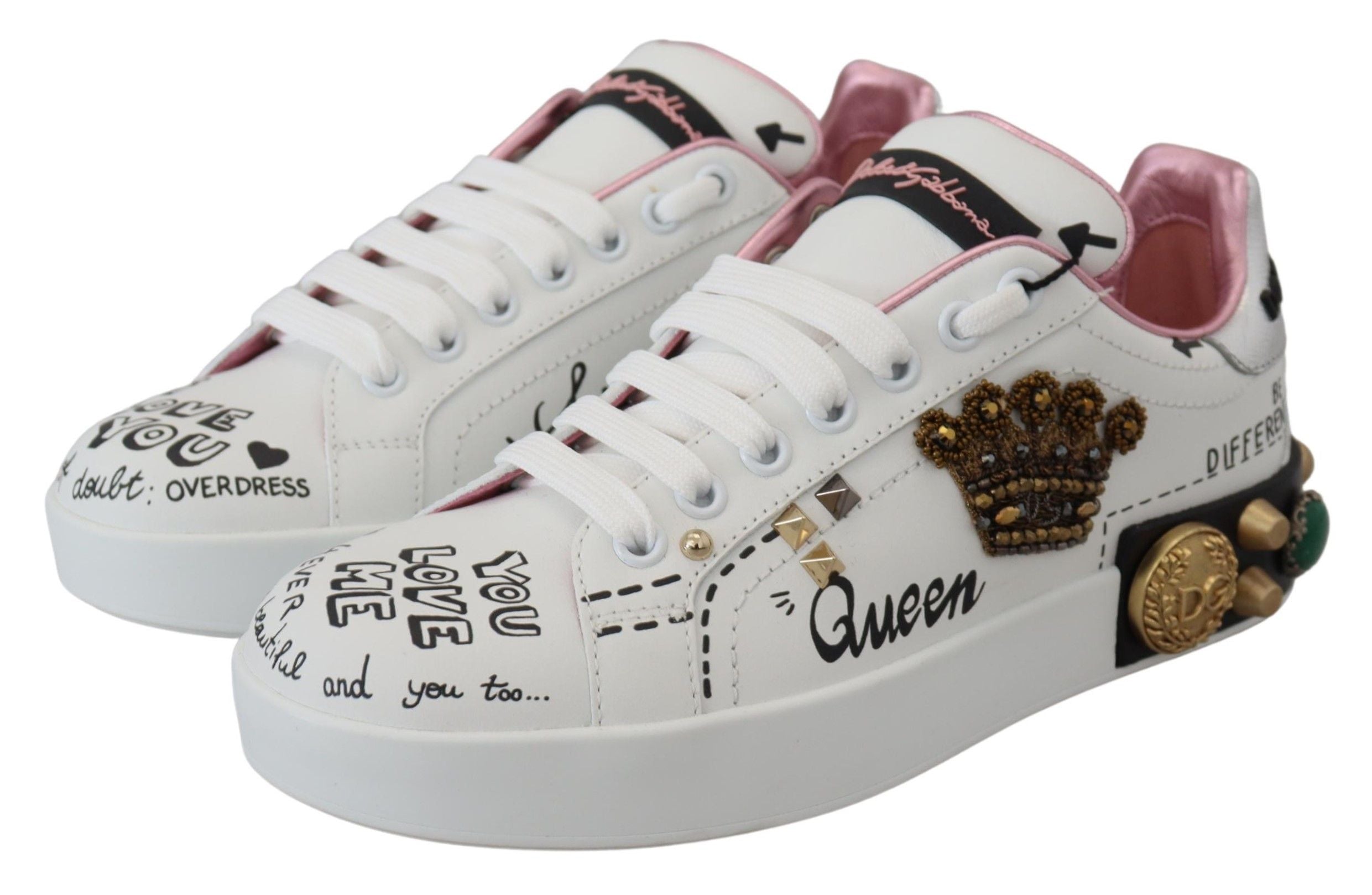 Dolce &amp; Gabbana Baskets en cuir Queen Crown Chic