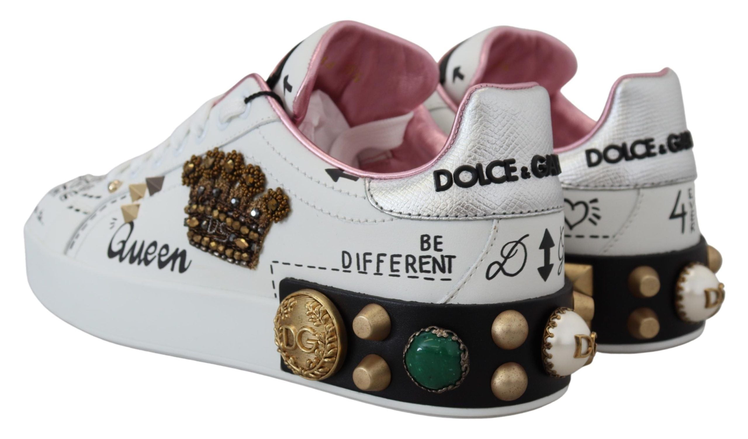 Dolce &amp; Gabbana Baskets en cuir Queen Crown Chic