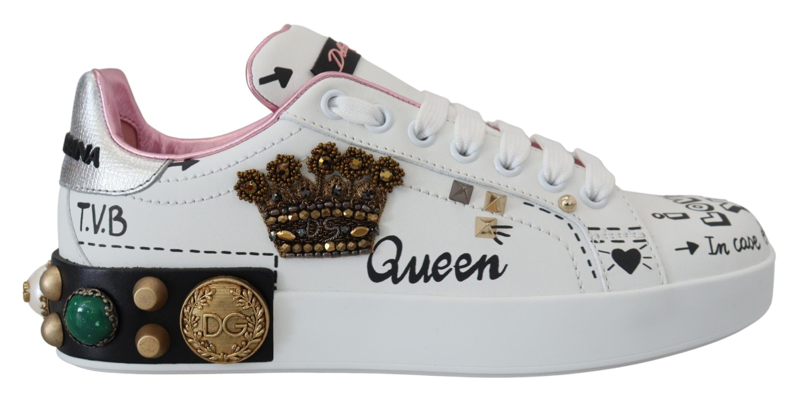 Dolce &amp; Gabbana Baskets en cuir Queen Crown Chic