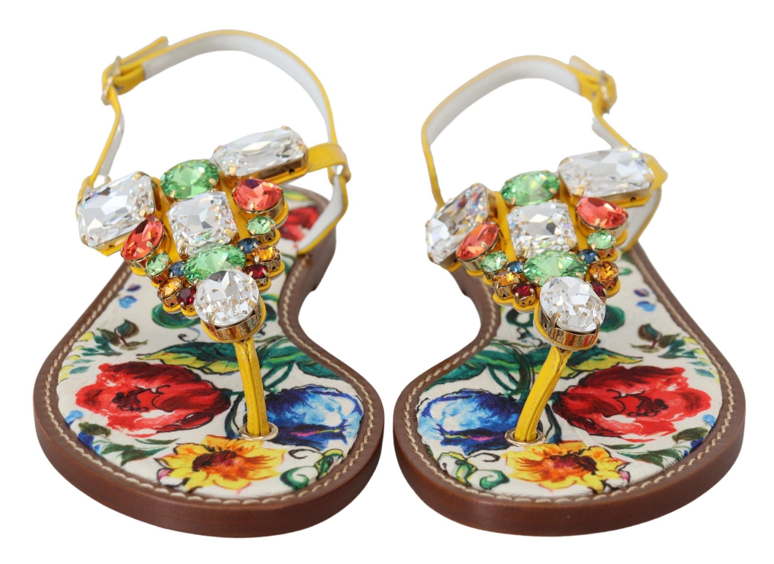 Dolce &amp; Gabbana Sandales en cuir ornées de cristaux Majolica