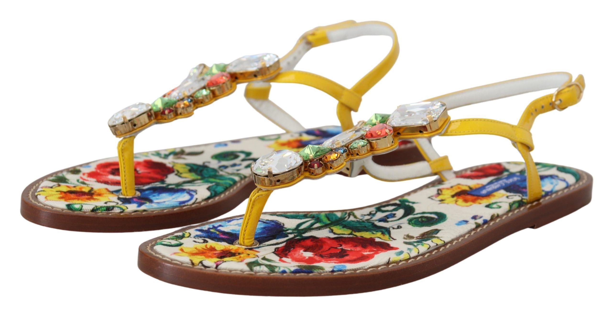 Dolce &amp; Gabbana Sandales en cuir ornées de cristaux Majolica