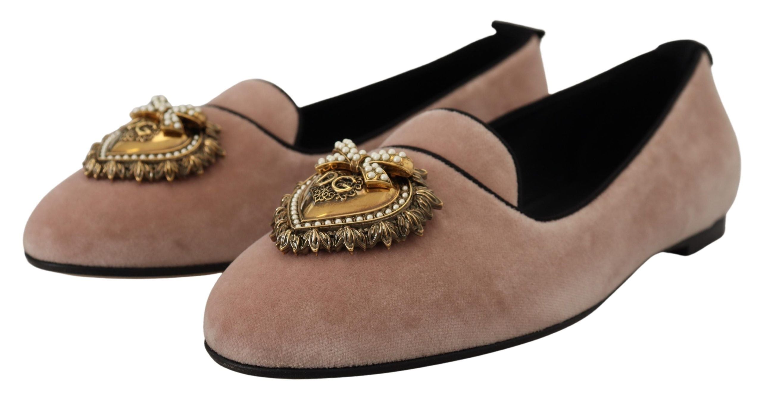 Dolce &amp; Gabbana Mocassins Devotion en velours rose élégants