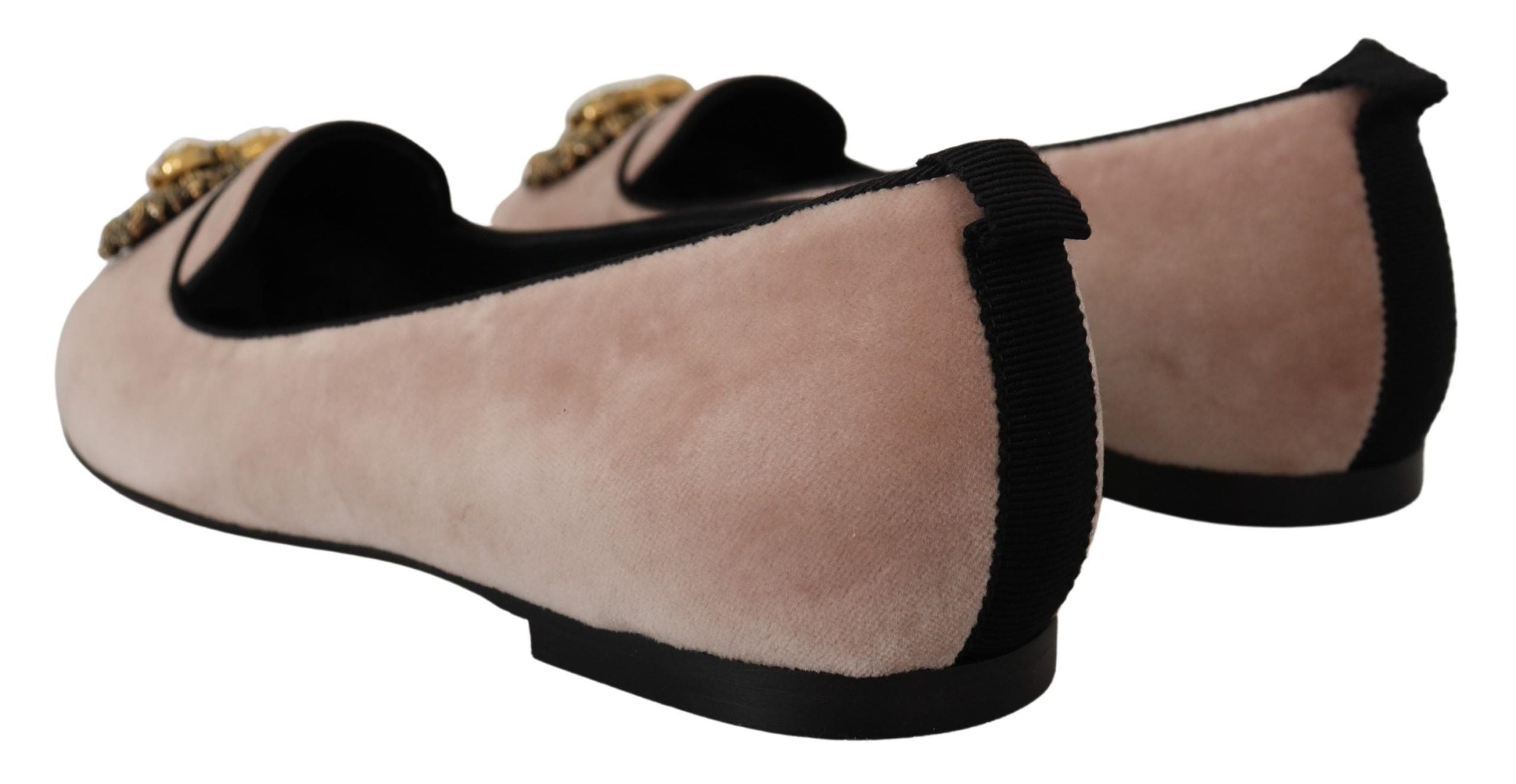 Dolce &amp; Gabbana Mocassins Devotion en velours rose élégants