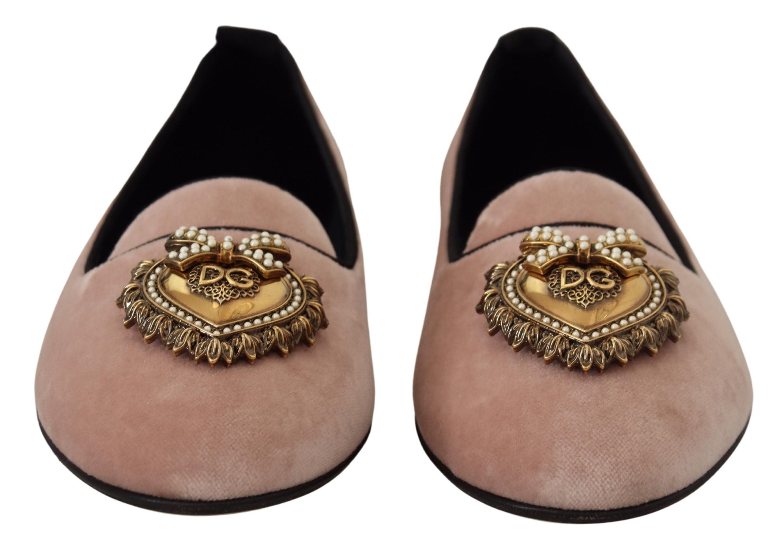 Dolce &amp; Gabbana Mocassins Devotion en velours rose élégants