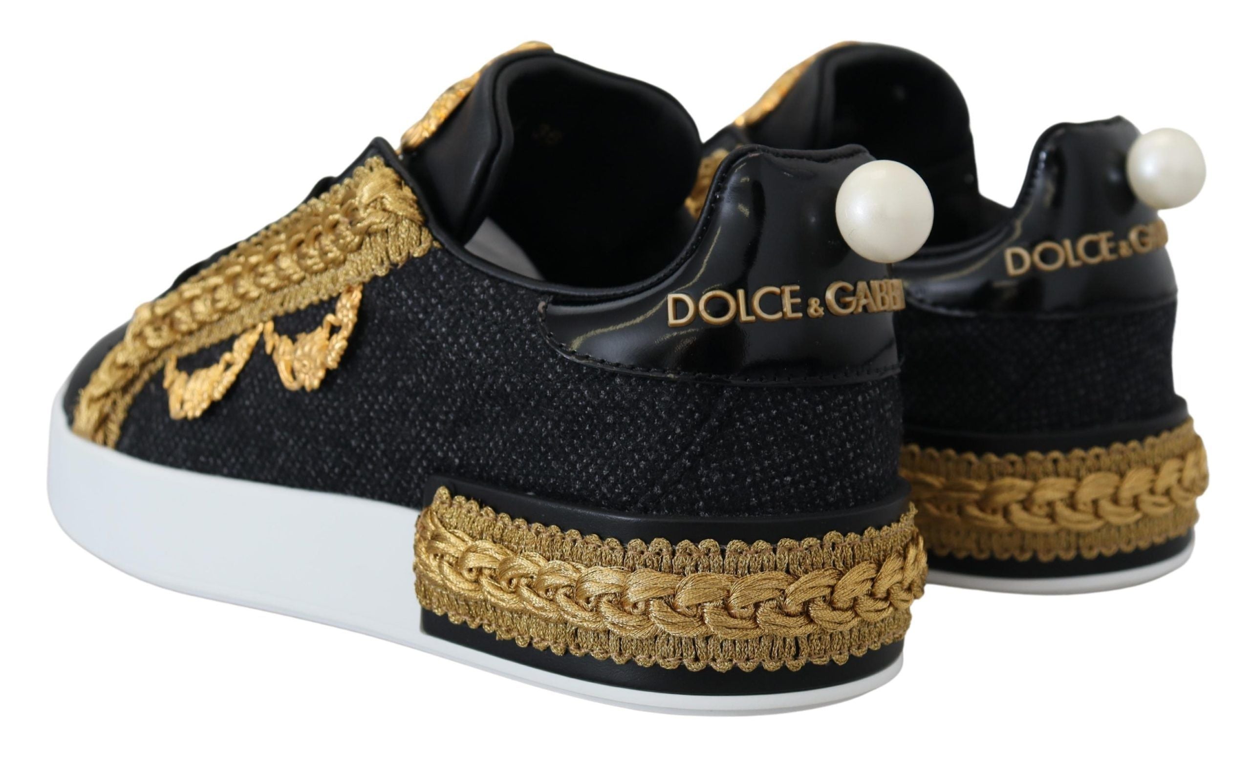 Dolce &amp; Gabbana Baskets élégantes en cuir Portofino en noir